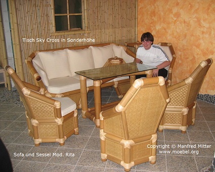 Bambus-Sitzgruppe, Tisch, Sessel, Sofa
