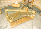 Bambusmöbel / Wohnzimmertische aus Bambus, Glasplatte mit gerundeten Ecken und Fassettenschliff ---> www.bambusmoebel.at