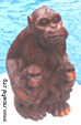 Affenfamillie, Affe und seine Jungen aus Hartholz