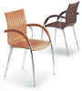 Stühle Modell "Ingrid", Sessel aus Holz / Metall, Gestell lackiert oder verchromt
